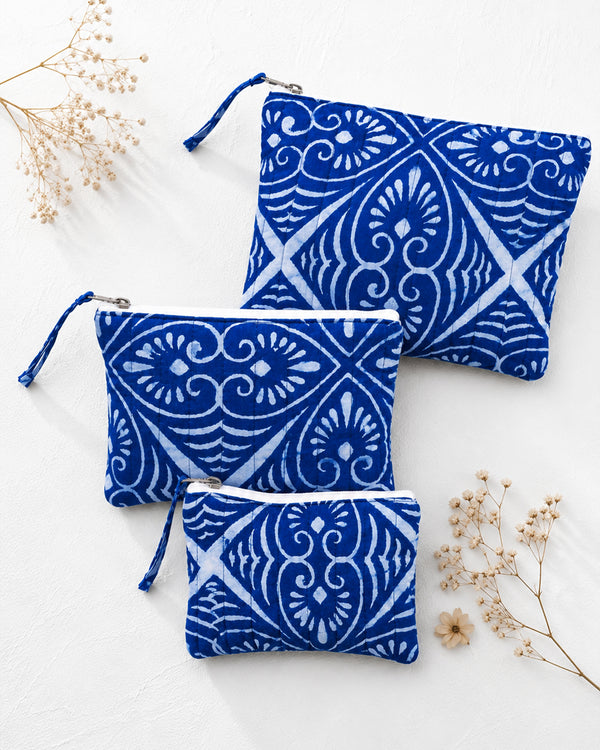 Indigo Print Pouches (Set of 3)