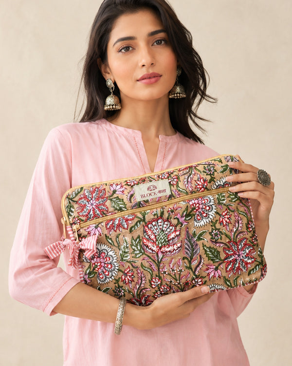 Beige Floral Laptop / iPad Sleeve