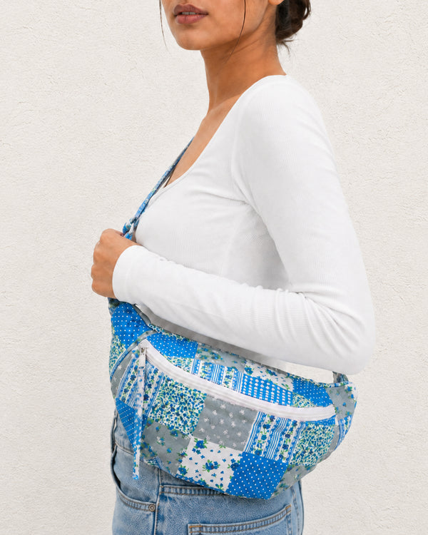 Blue Patchwork Banana Bag