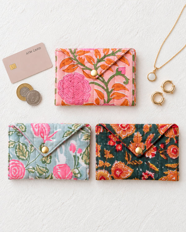 Mini Floral Quilted Pouch for Women | Set of 3 Envelope Pouch