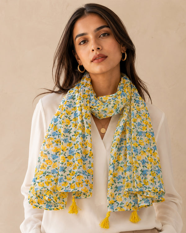 Yellow Floral Summer Scarf