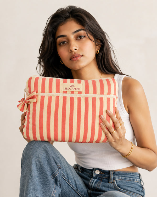 Pink Stripped Laptop Sleeve