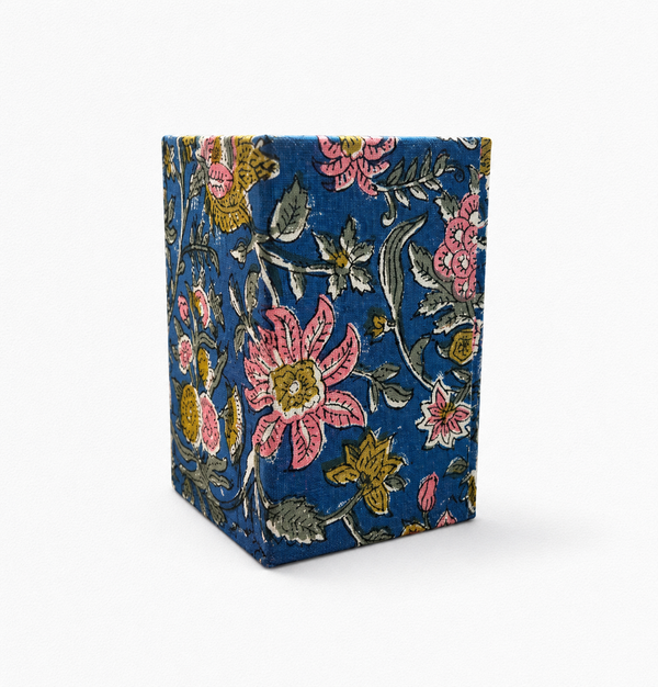 Blue Block Print Pen Stand