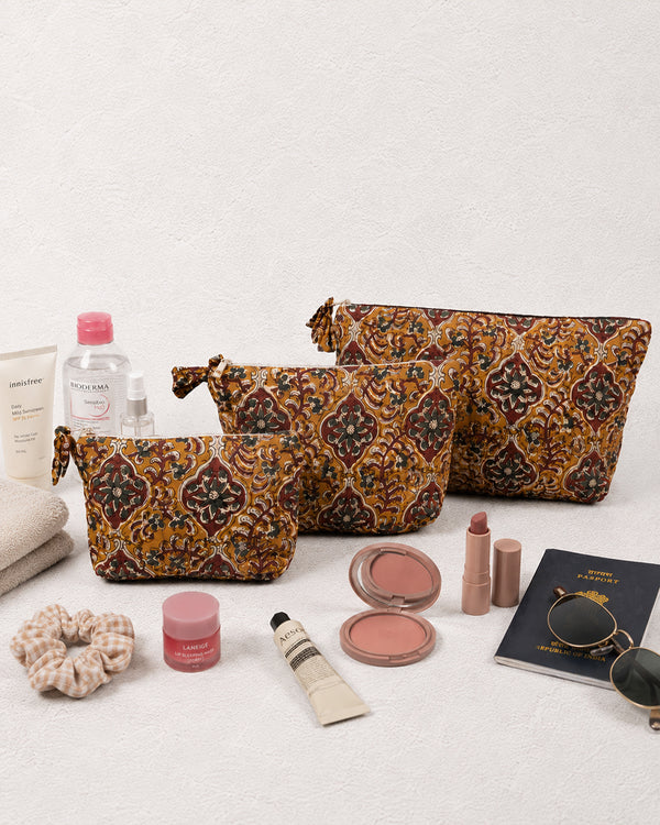 Brown Jaal Pouches (Set of 3)