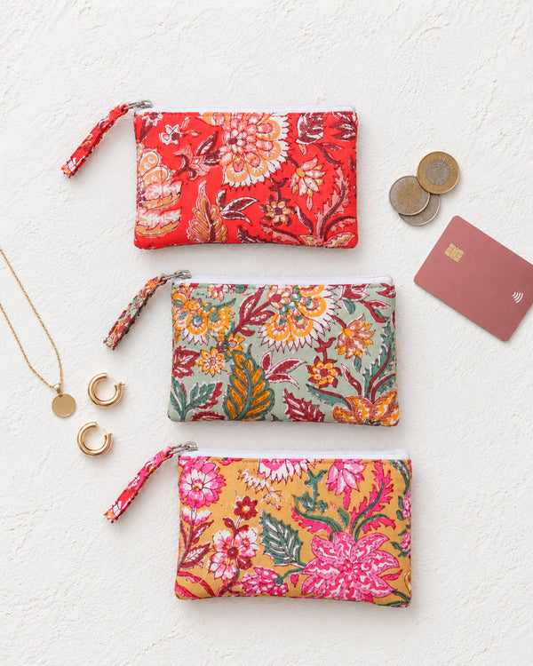 Floral Mini Zipper Pouches (Set of 3) | Cute Multipurpose Pouch for Women