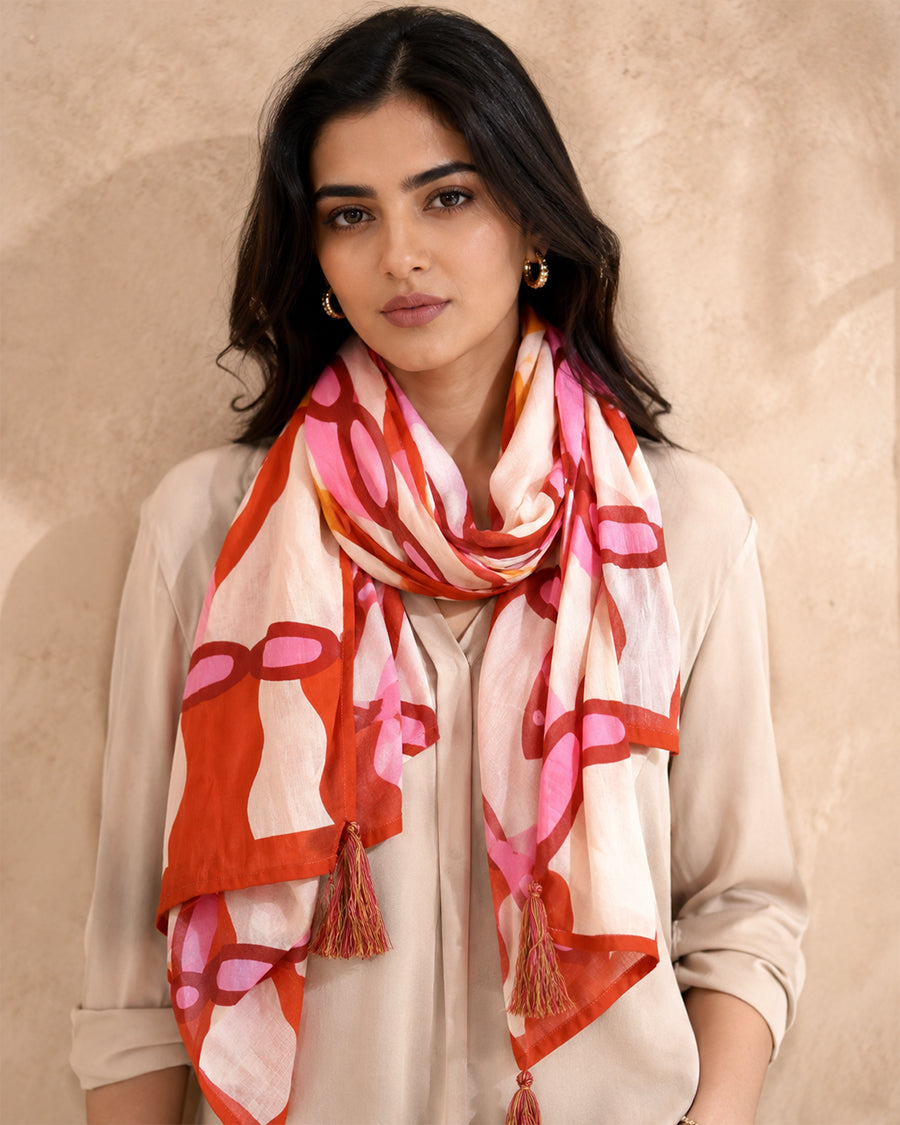 Long Cotton Summer Printed Scarf