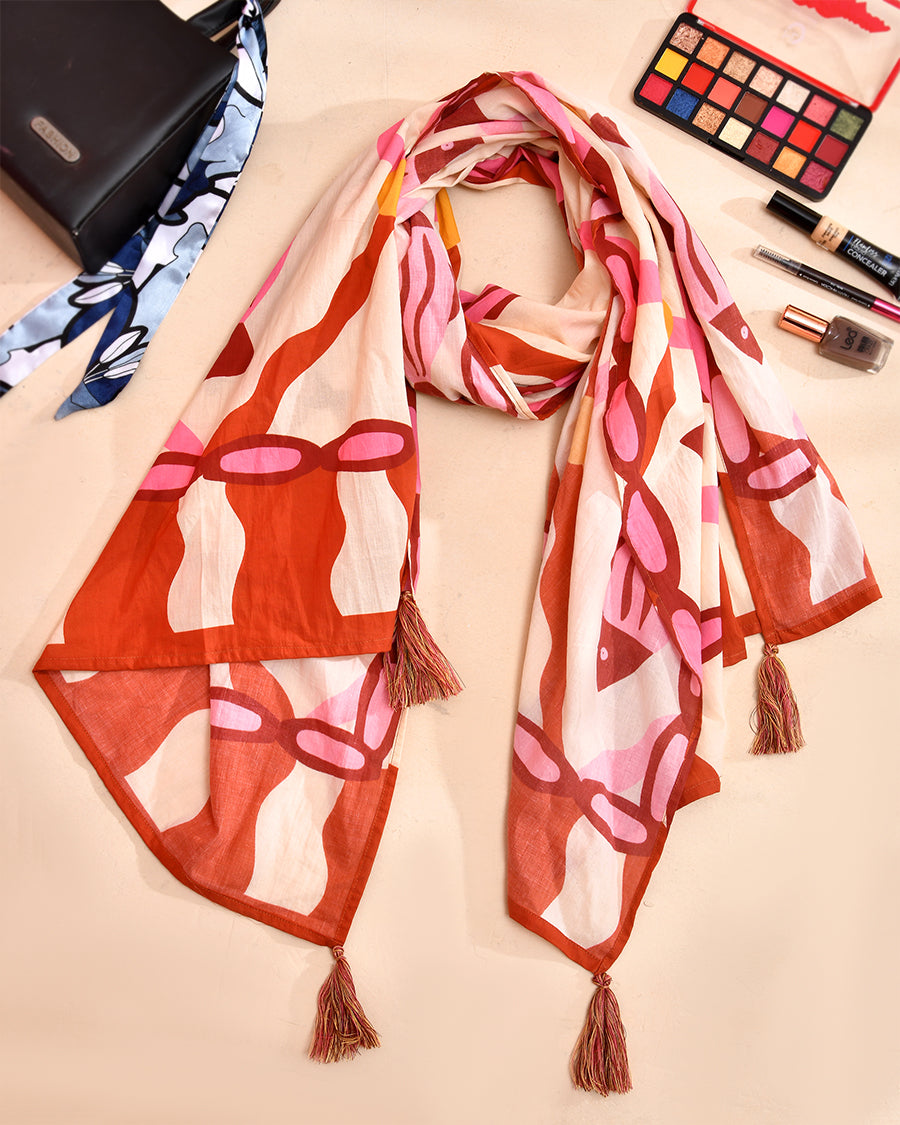 Long Cotton Summer Printed Scarf