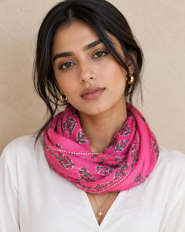 Pink Floral Square Scarf