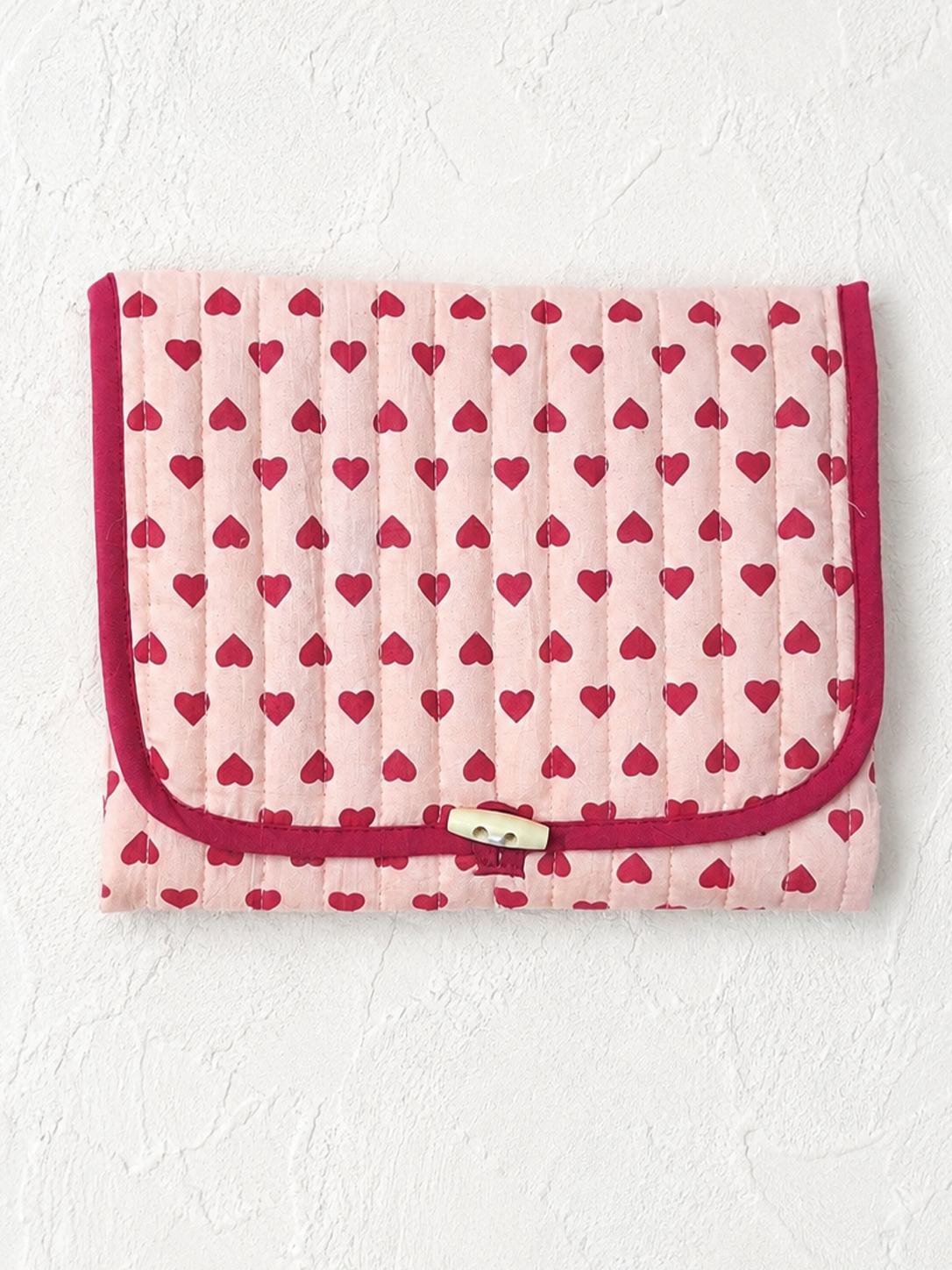 Pink Heart Baby Changing Mat | Portable Waterproof Changing Pad | Nursery Essential