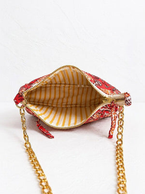 Floral Quilted Half Moon Bag – Red block print shoulder bag