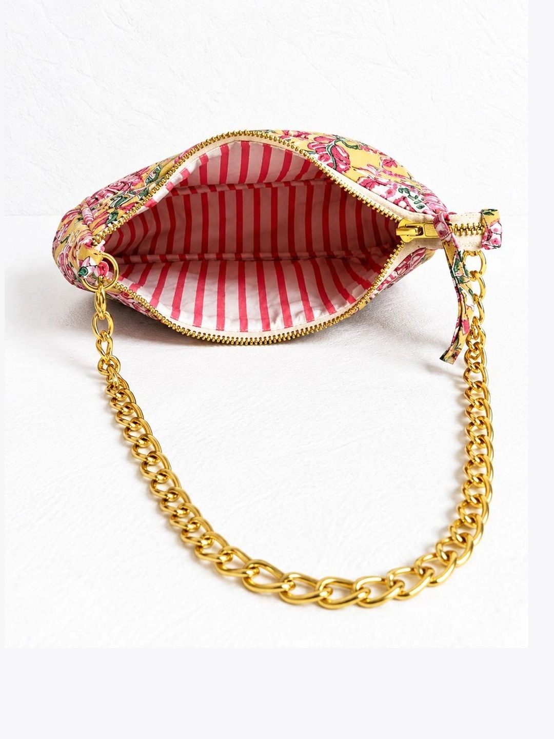 Floral Quilted Half Moon Bag – Multi block print shoulder bag
