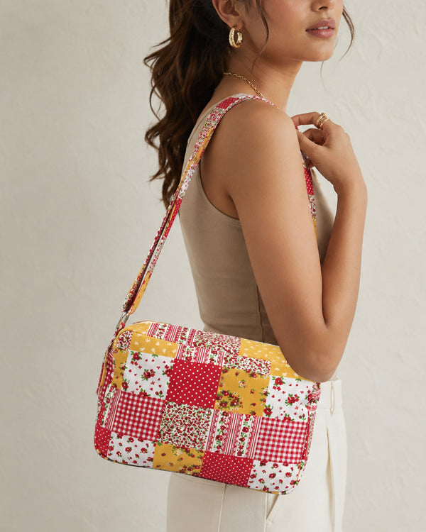 Pink & Yellow Patchwork Sling Bag