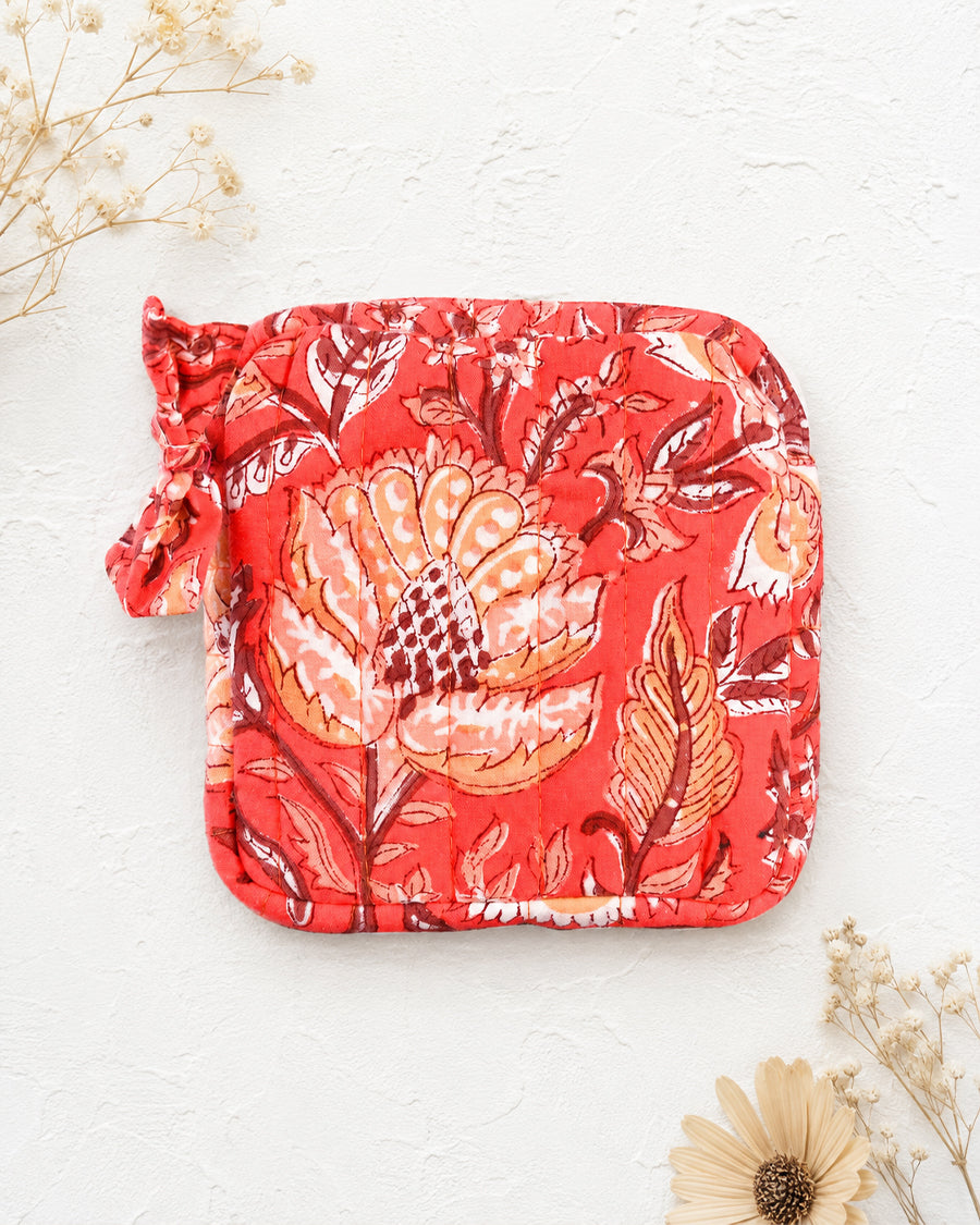 Red Quilted Multipurpose Pouch | Handmade Cotton Zip Case | Coin Wallet for Women | Travel Organizer