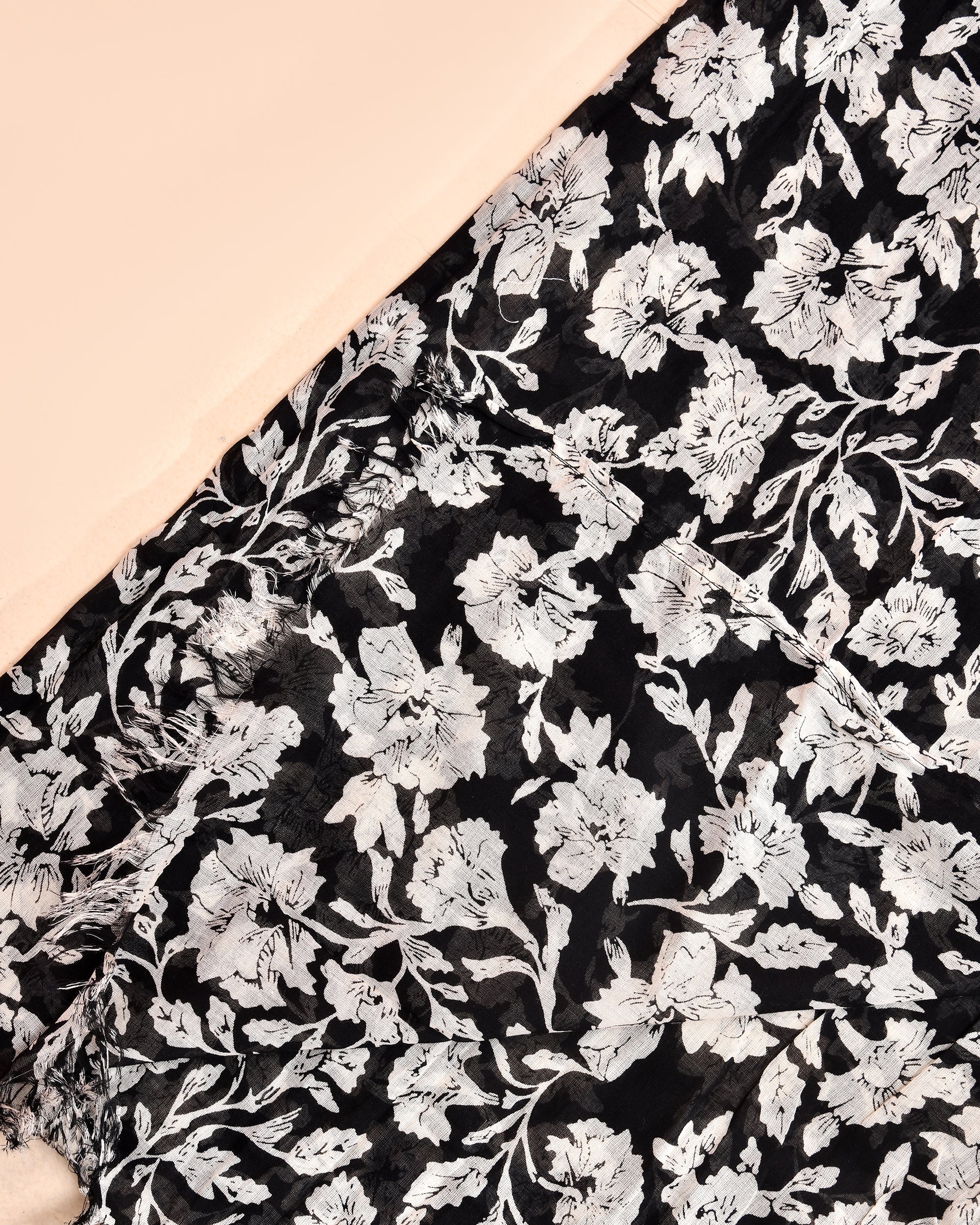 Long Black Floral Summer Scarf