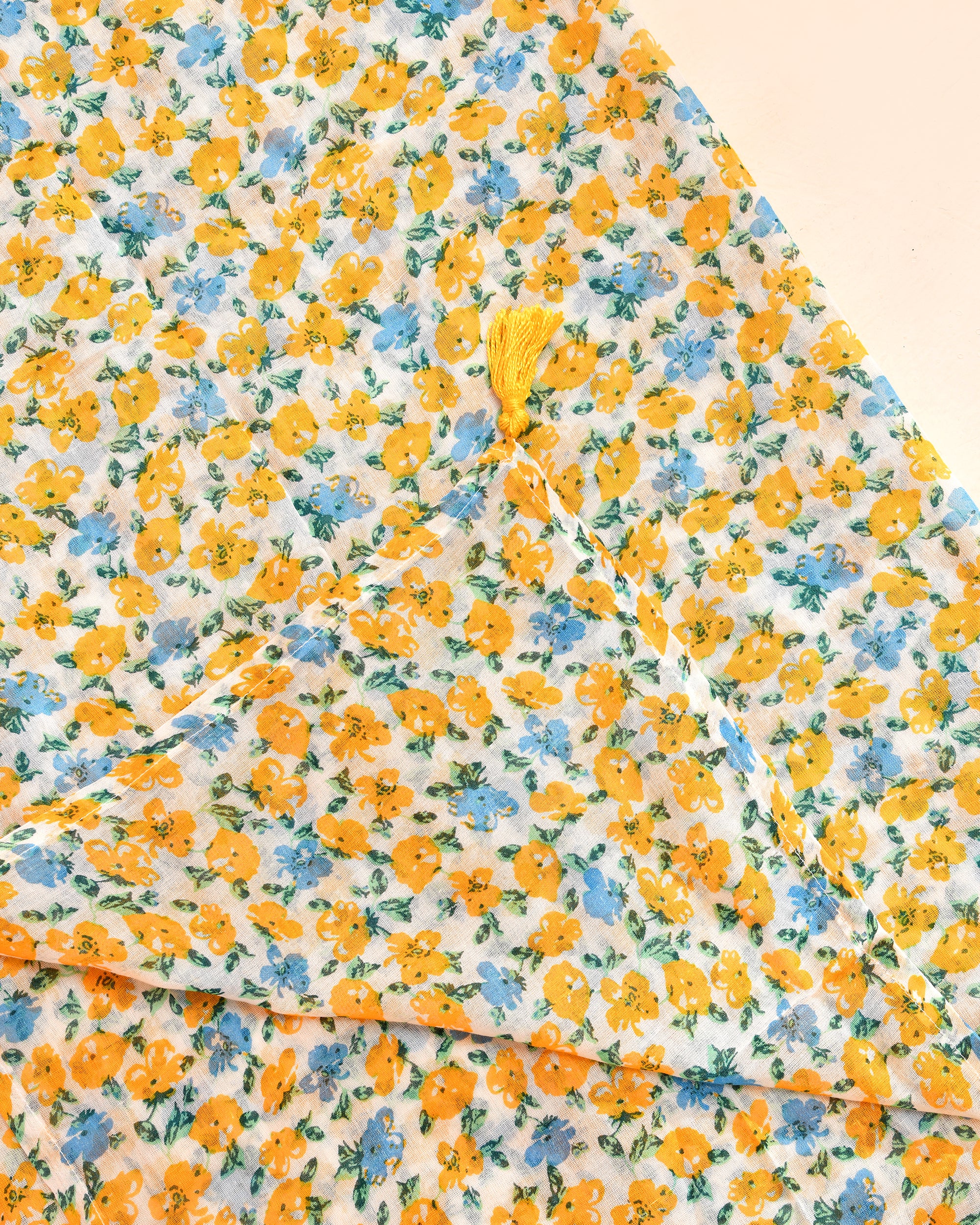 Long Yellow Floral Summer Scarf