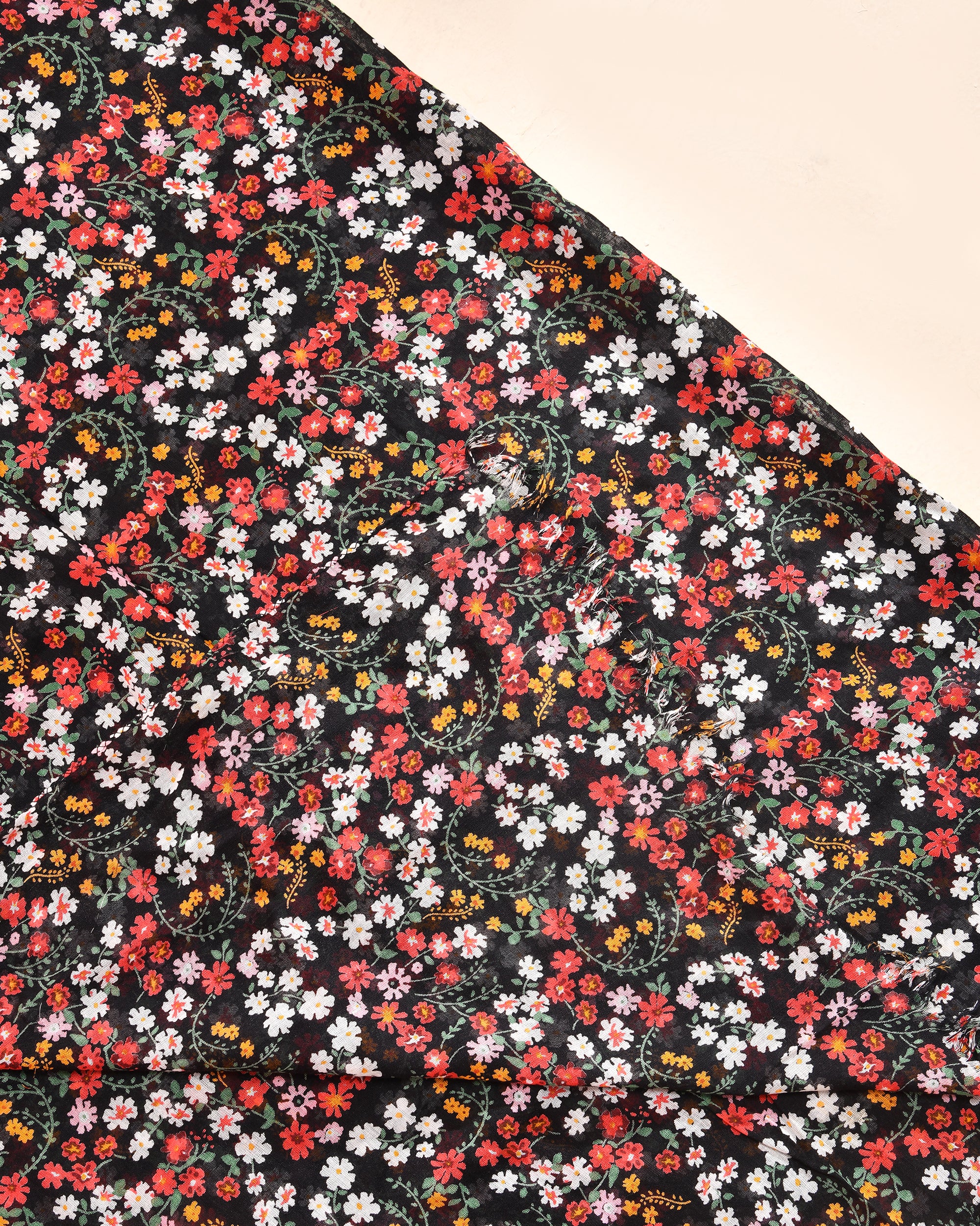 Long Black Flowers Summer Scarf