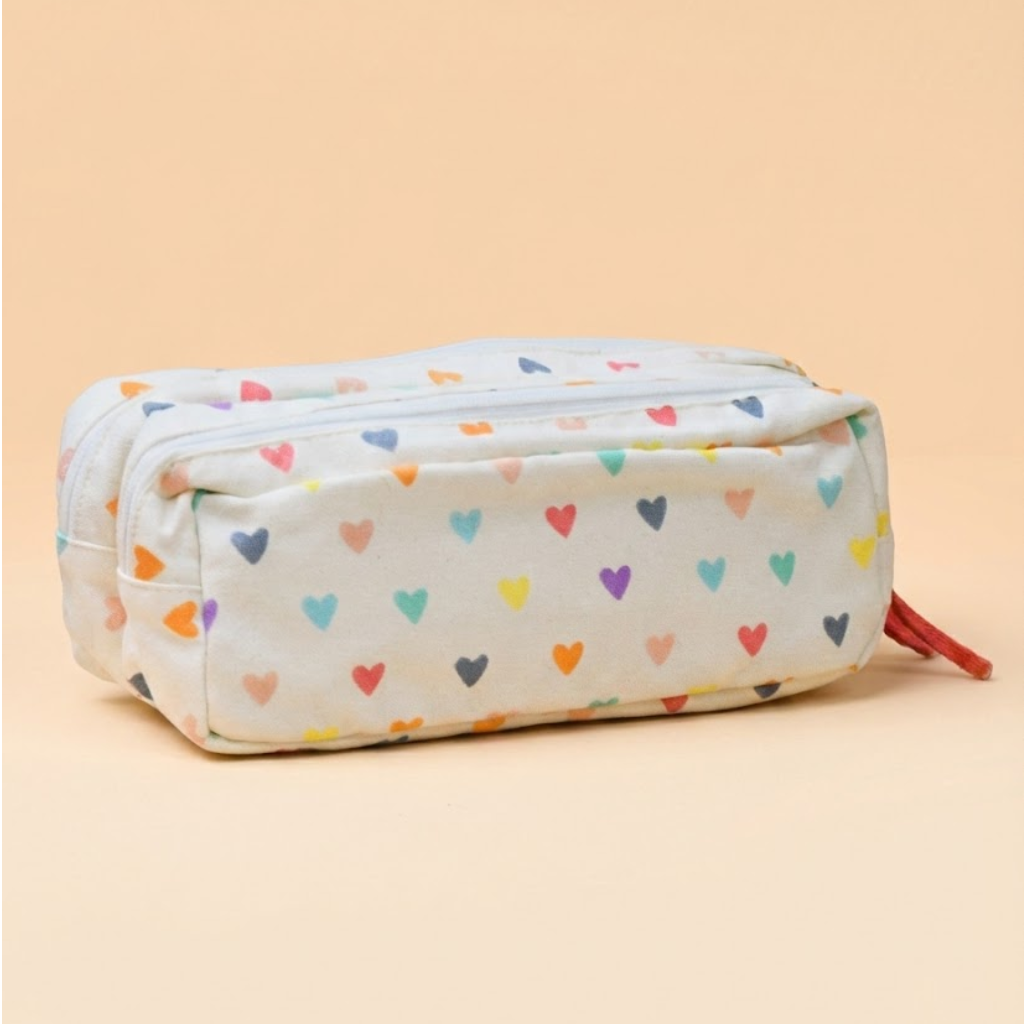 Multicolor Heart Printed Pencil Pouch
