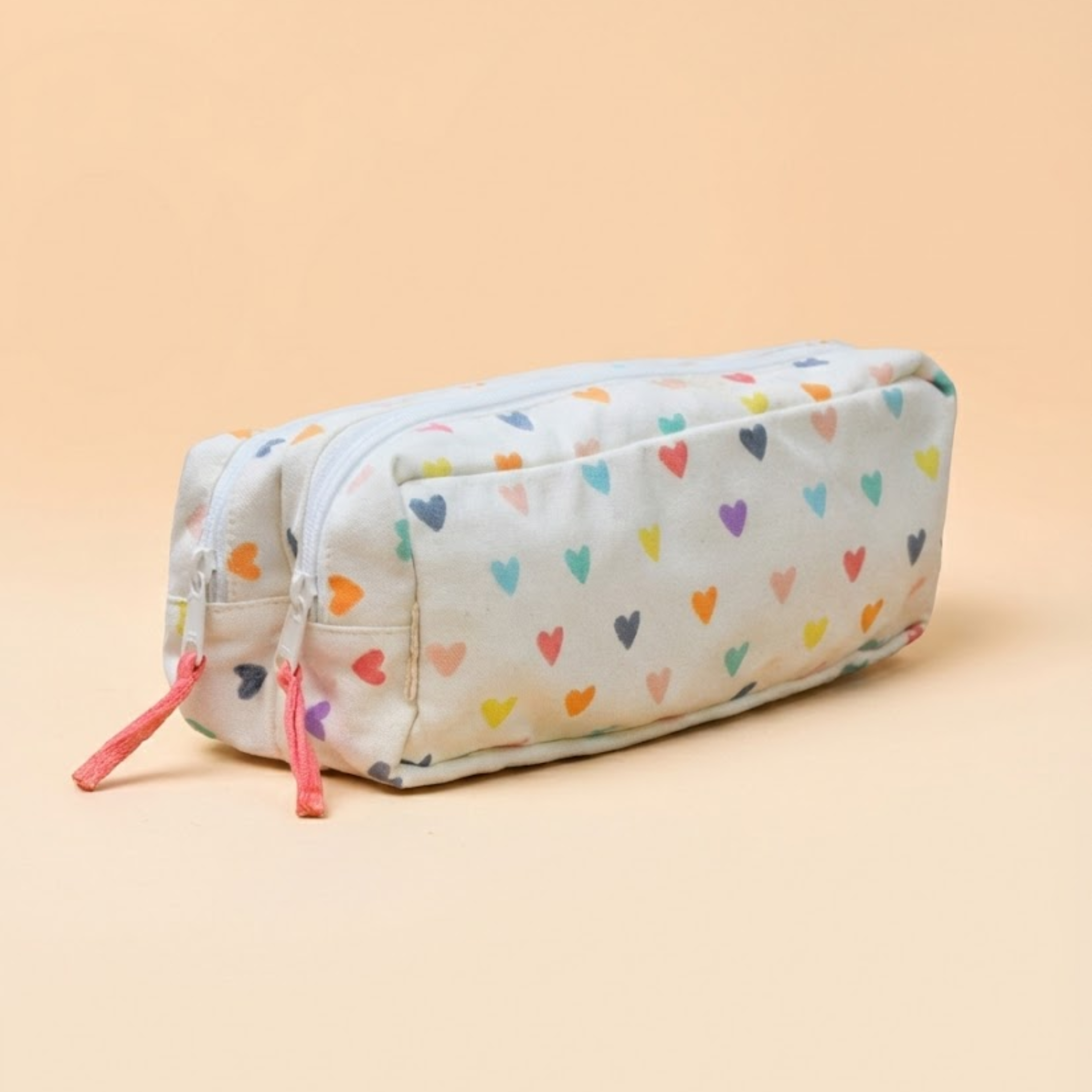 Multicolor Heart Printed Pencil Pouch