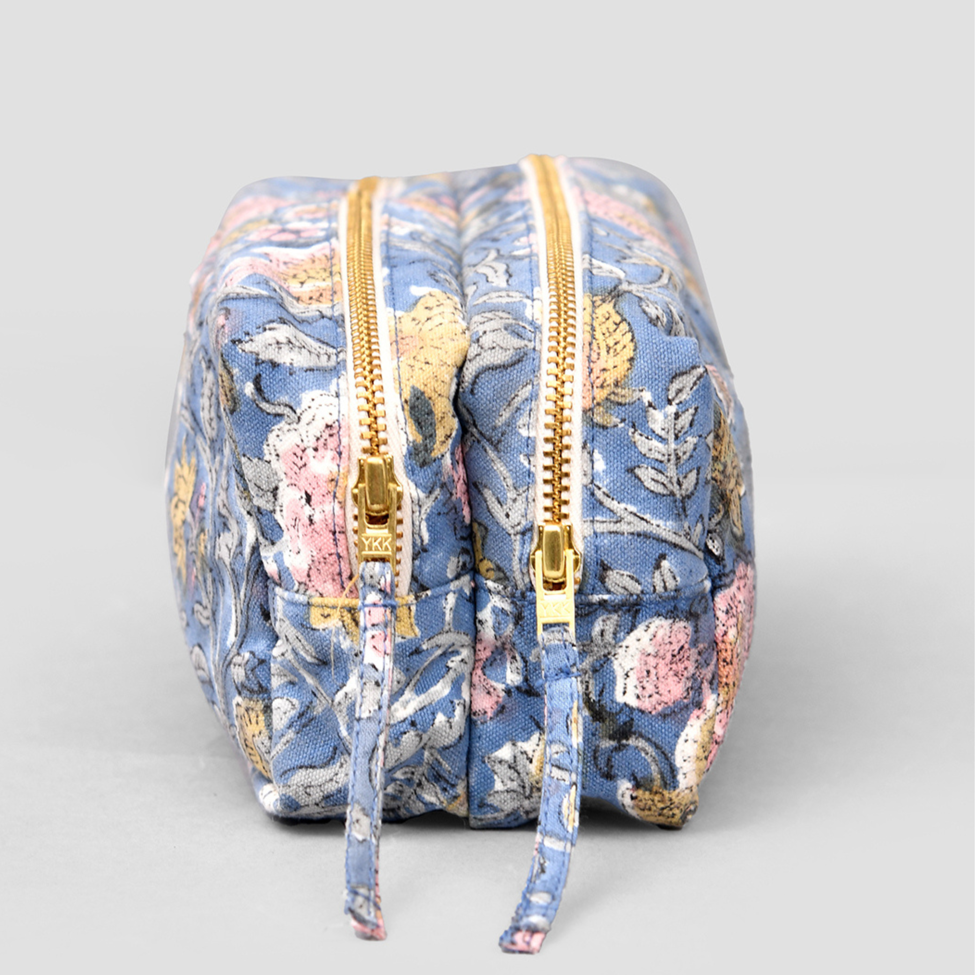Blue Block Printed Pencil Pouch