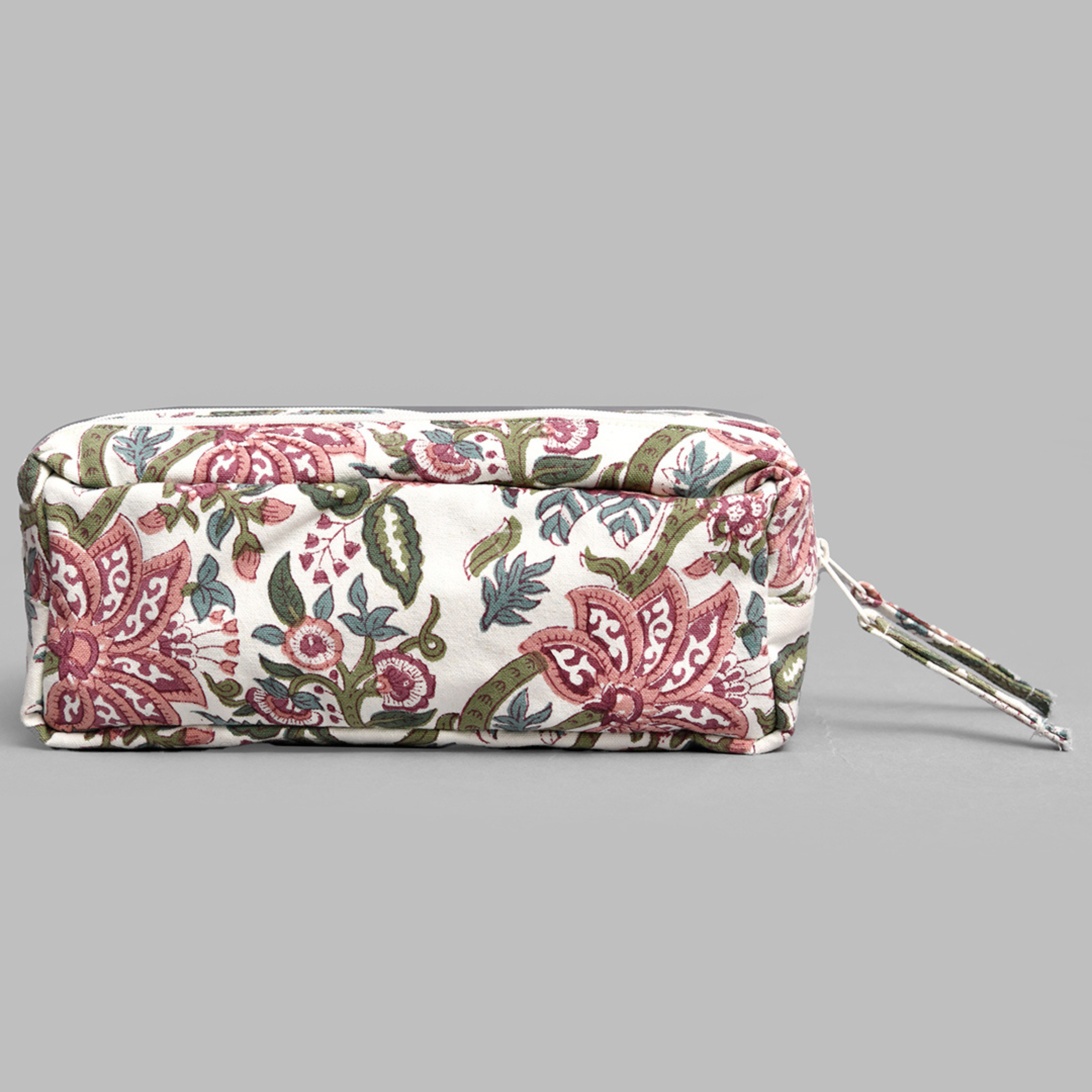 White Block Printed Pencil Pouch